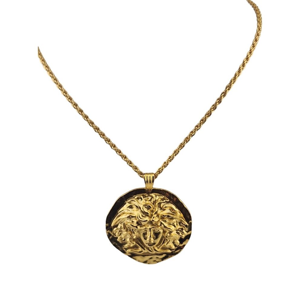 Vintage Signed Sphinx MB Medusa Head Charm Necklace (A3221)